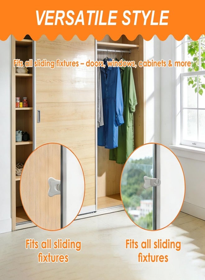 Nextpal 4-Pack Sliding Closet Door Lock, Child Safety Locks for Sliding Glass Doors Window Closets and Cabinets, No-Tool Installation Baby Proof Accessories for Kids Safety White - Image 2